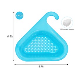 Strainer Basket Drain Shelf Swan Sink clours Triangular, Triangle Kitchen Sink Strainer with 50 Pieces Mesh Bags, Kitchen Sink Drain Basket, Sink Drain Basket for Filter Waste Fruit Clean (A)