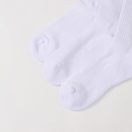 Champion C3-ZB722S Men's Socks (3 Pairs), Antibacterial and Odor Resistant, One Point Logo, 3-Pack Middle Socks, Accessories, white