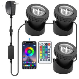 Colored Pond Lights with Timer, APP Control RGB Fountain Light IP68 Waterproof, Dimmable Outdoor Landscape Lights for Fish Tank Pond Fountain Garden (3 Lights)