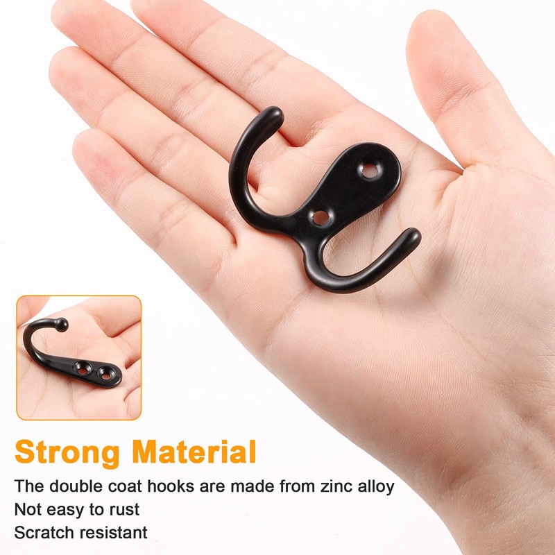 NBFBA Pack of 20 Coat Hooks, 10 Double Hooks and