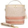 SoYoung Large Linen Insulated Lunch Poche, Light Grey Grid