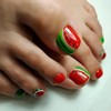 Watermelon Press on Toenails - 24pcs Short Square Fake Toenails