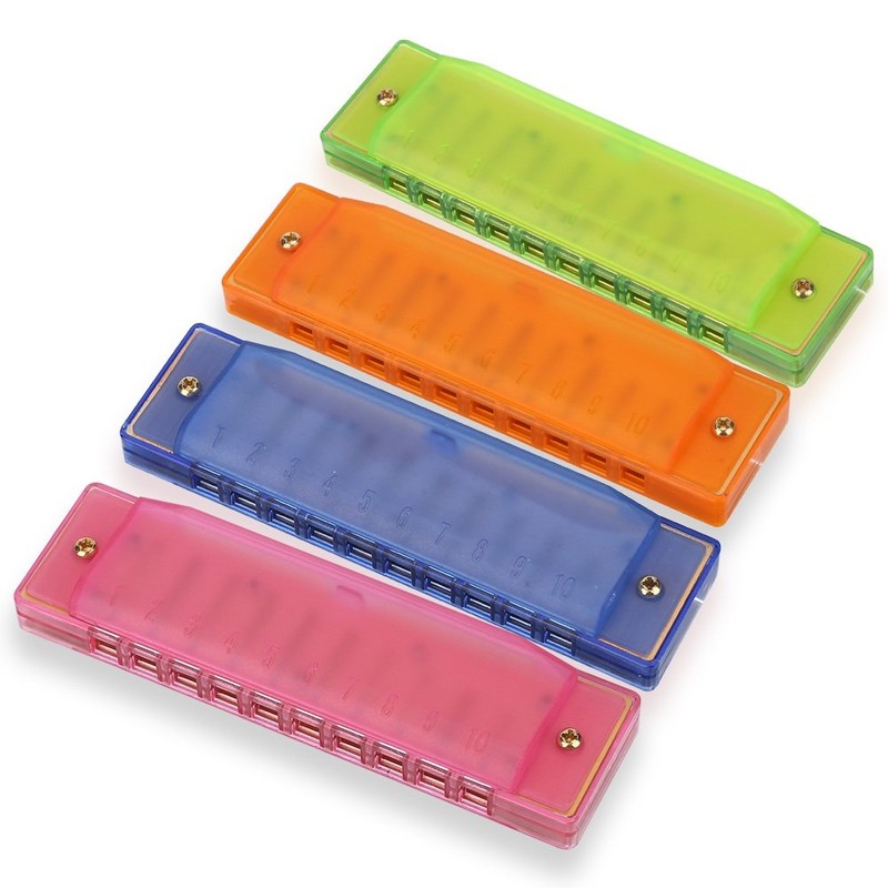 Colorful Translucent Harmonica, 10 Holes Starter Instruments Kids Music Instrument