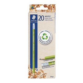 STAEDTLER Wopex Pencils, High Break Resistance, Ergonomic Triangular Shape, Non-Slip Soft Surface, Wopex Material, Hardness HB, Pack of 20 Pencils, 182 CD20A6