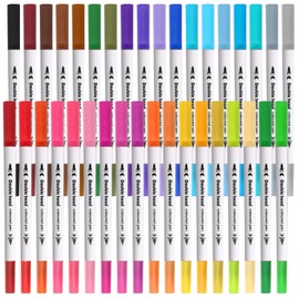 MOTIBACK 36 Colours Dual Tip Colouring Pens, Watercolour Markers with Fine Tip for Calligraphy Drawing Rendering, Art Supplies for All Ages Journaling Coloring Books Scrapbooking