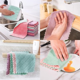 Reusable Microfiber Kitchen Cleaning Cloths – Super Absorbent, Quick-Drying Dish Towels for Kitchen Car Furniture Bowl Tea. 10.6" x 6.3" Coral Velvet Dishcloths Lint-Free Machine Washable 32 Pack Rags