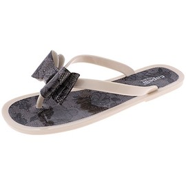 Capelli New York Ladies Floral Pom Opaque Jelly Flip Flops, Nude Lace, 8