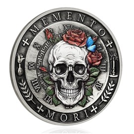 CHURYUML Memento Mori Coin 3D Skull Challenge Coins Inspirational Stoic Reminder Token for Daily Stoic Meditations Cool Stoicism Gifts Courage Worry Coins Motivational Presents