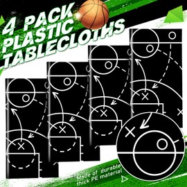 Qinyoung 4 Pcs Basketball Birthday Party Decorations Basket Ball Tablecloths Theme Disposable Plastic Rectangle Table Covers Ball Party Favors, 108 x 54 Inch(Black and White,Basketball)