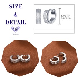 MicVivien Small Hoop Earrings Stainless Steel Mens Earrings Shiny Women Sleeper Earrings Silver/Gold/Blue/Black