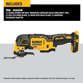 DEWALT 20V MAX Cordless Brushless Oscillating Tool Only (DCS354B) QUICK-CHANGE