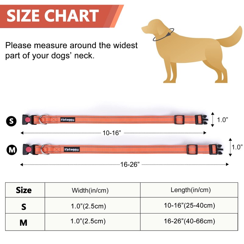 Katoggy Reflective Dog Collar, Adjustable Basic Dog Collar with Safety
