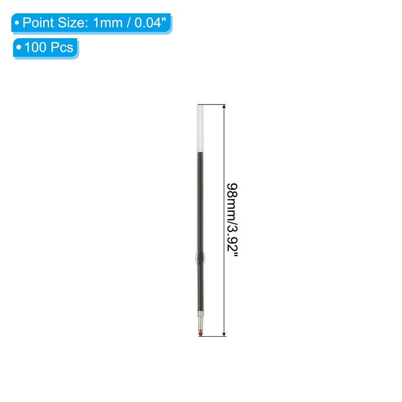 PATIKIL 100 Pack Retractable Ballpoint Pen Refills, 1.0 mm Black