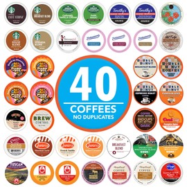 Coffee Pods Variety Pack Sampler from Top Brands, Assorted Single Serve for Keurig K Cups Coffee Makers, 40 Unique Cups