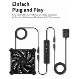 upHere gaming AC 220 V PC Fan, 120 x 25 mm Fan PC, Dual Ball Bearing with 5 Adjustable, 120 mm Fan, with AC Speed Control, DC Fan 12 V Cooling Fan for PC Laptop, U3DC1