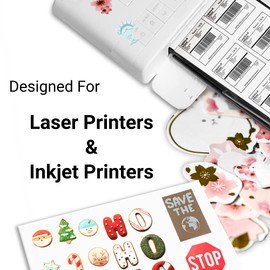 akaca 8.5" x 11" Premium Self Adhesive Labels Matte, 30 Sheets, Printable White Sticker Paper, for Laser & Inkjet Printer