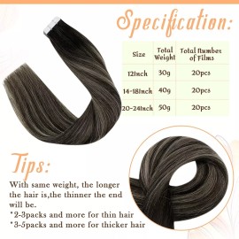 Easyouth Extensiones Cabello Humano 14in Ombre Negro Que Se Desv 40gr