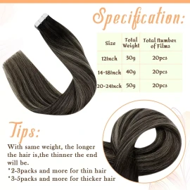 Easyouth Extensiones Cabello Humano 14in Ombre Negro Que Se Desv 40gr