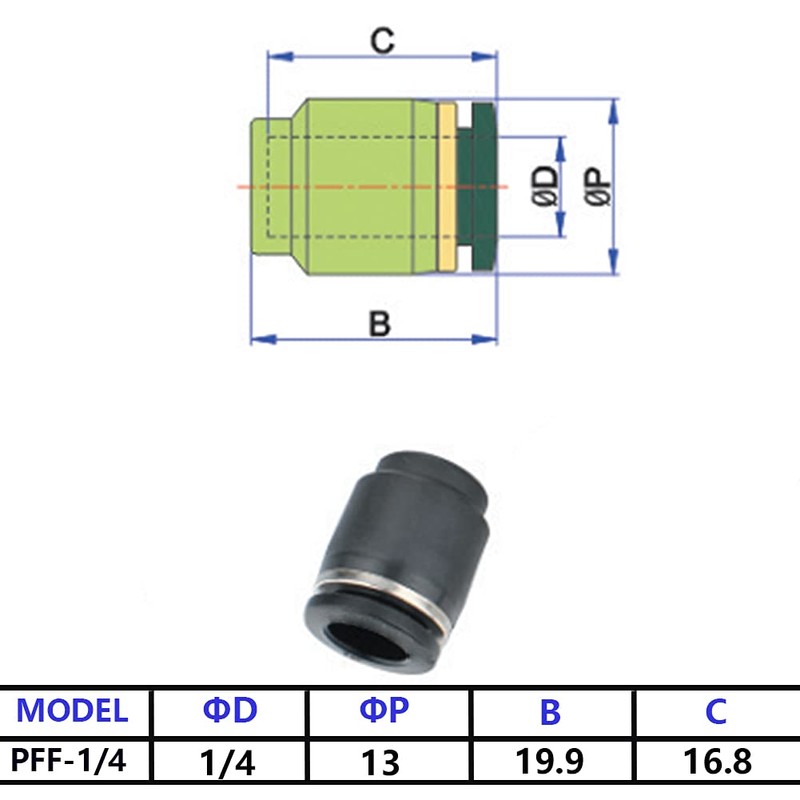 Jienk 10PCS 1/4 Inch Tube OD Pneumatic Cap Plug Fitting,