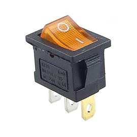 AMSH 1PCS KCD1 2PIin 3Pin Boat Car Rocker Switch 6A/10A 250V/125V AC Red Yellow Green Blue Black Button KCD1 (Color : Yellow 3PIN lamp)
