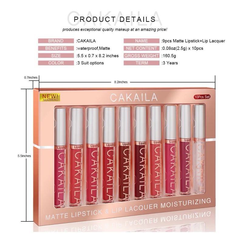Paquete De 10 Brillos Labiales Impermeables Cakaila