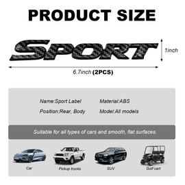KVAEY - 2 pegatinas de metal 3D para coche, chapado en cromo, emblema deportivo personalizable, para portón trasero del coche, para guardabarros lateral del coche, calcomanías adhesivas para SUV,