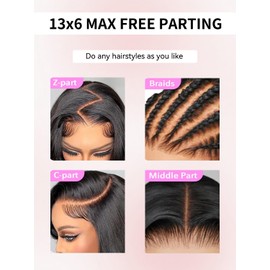 ORIGINAL QUEEN 13x6 Water Wave Lace Front Wigs Human Hair Pre Plucked Pre Bleached Knots Deep Curly Human Hair Wigs for Women 13X6 Lace Frontal Wig 200% Density Natural Color 26Inch