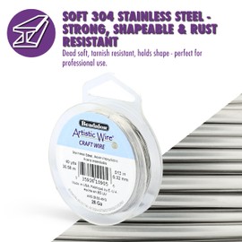 Artistic Wire, 32 Gauge Stainless Steel Craft Wire, 30 yd