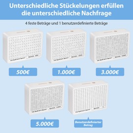 Selizo Wooden Money Box with Numbers Checking, Money Box with Target, Money Box with Counter for Ticking, Piggy Bank with Savings Target, Money Box €500 €1,000 €2,000 €3,000 €5,000 Euro No Assembly