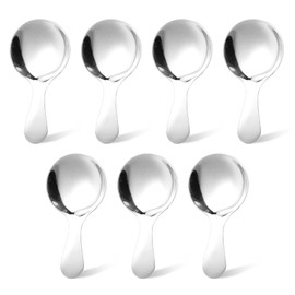 7 PCS Silver Short Handle Spoons Scoops Stainless Spoons Mini Scoops for Canisters Small Coffee Scoops Candy Scoops for Salt Sugar Condiments Coffee Tea Dessert