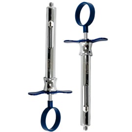 Set of 2 Dental Anesthetic Syringe 1.8mL Self-Aspirating with One Finger Ring Color Handle & Arrow Point Plunger | German Stainless Steel Premium Dental Instruments (Set of 2 - 1.8mL - Dark Blue)