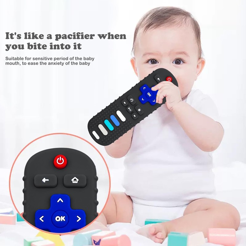 ERSIHUA 2Pcs Silicone Teething Toys, TV Remote Control Shape Teethers