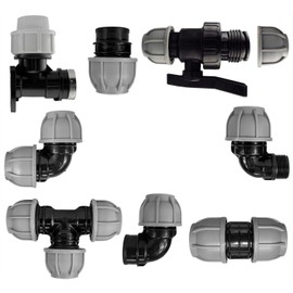 MDPE Compression Connector Fittings 25mm LDPE Water Pipe Elbow Valve Straight (Elbow 25mm - 3/4" BSPM)