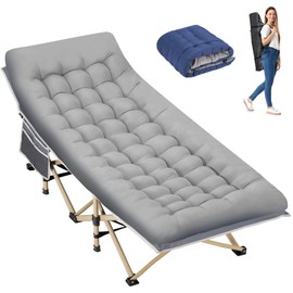 Candockway Candockway Folding Camping Cot with Comfy Mattress(Grey),600LBS(Max Load),Portable Cot Bed for Adults Include Carry Bags,28" Wider Sleeping Cots for Home,Office Nap,Outdoor Travel Camp Beach
