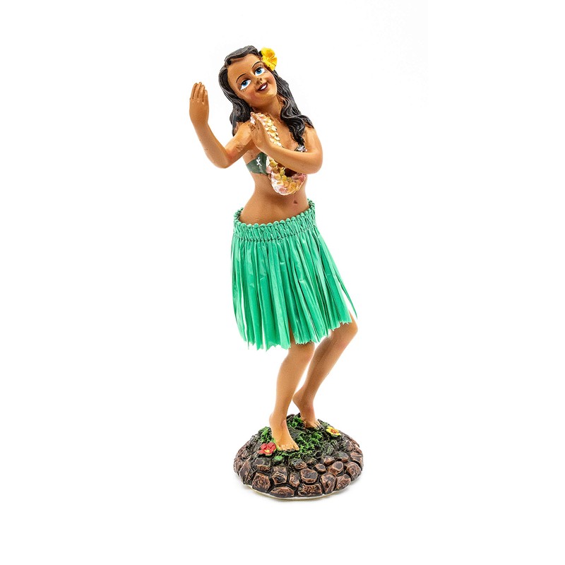 Hawaiian Dashboard Doll Leilani Girl Dancing Green