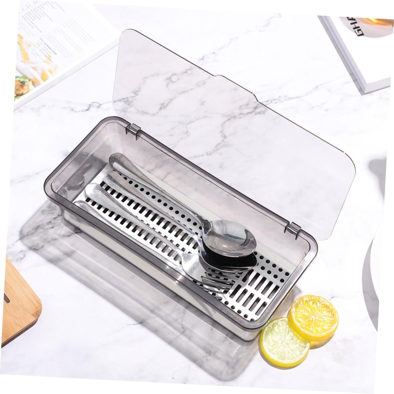 GRIRIW 2pcs Cutlery Holder with Drain Shelf Multi-Function Chopsticks Box
