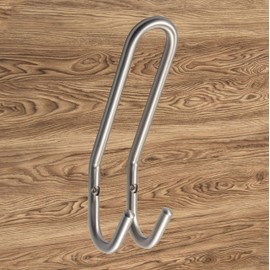 Gedotec Prima Modern Design Coat Hook Stainless Steel Curved Coat Hook 190 x 57 mm Double Hook for Wall Mounting 1 Piece Wall Hook Double with Mounting Material