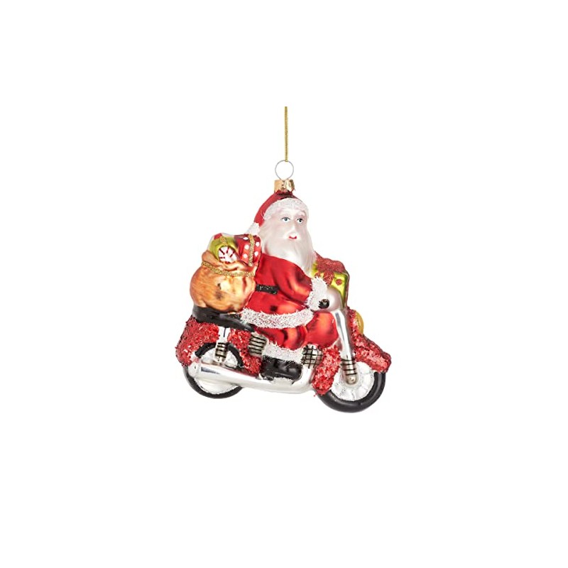 Sass & Belle Santa On A Motorbike Shaped Bauble