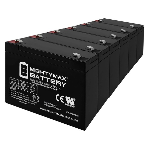 6V 12AH F2 SLA Battery for Chloride 12A72TV2, 12A74TV2-6 Pack