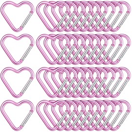 Shimeyao Heart Shape Keychain Clip Cute Pink Snap Key Ring Keychain Hook Aluminum Alloy Key Holder for Valentine's Gift Outdoor Spring Traveling Couple Wife Husband Gift Walking(40 Pcs,Heart)