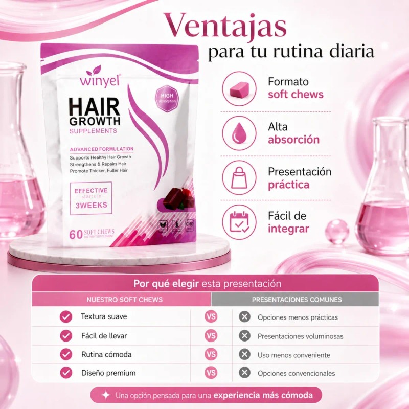 Suplemento Cabello En Gomitas 60 Piezas Uso Diario Adultos