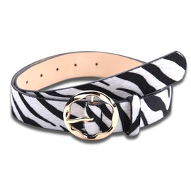 Zebra Print Waist Wide Belt for Women - Soft Faux Leather Dress Belt for Jeans & Pants