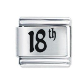 18th Birthday Etched Italian Charm Fits all 9mm Italian Style Charm Bracelets