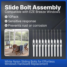 Yudylg 10-Pack Replacement Slide Bolt Assembly Compatible with EZE Breeze Windows, White Nylon Sliding Bolts for Effortless Windows Hardware Replacement