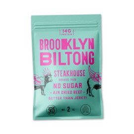 Brooklyn Biltong - Air Dried Grass Fed Beef Snack, South African Beef Jerky - Whole30 Approved, Paleo, Keto, Gluten Free, Sugar Free, Made in USA - 2 oz (Steakhouse)