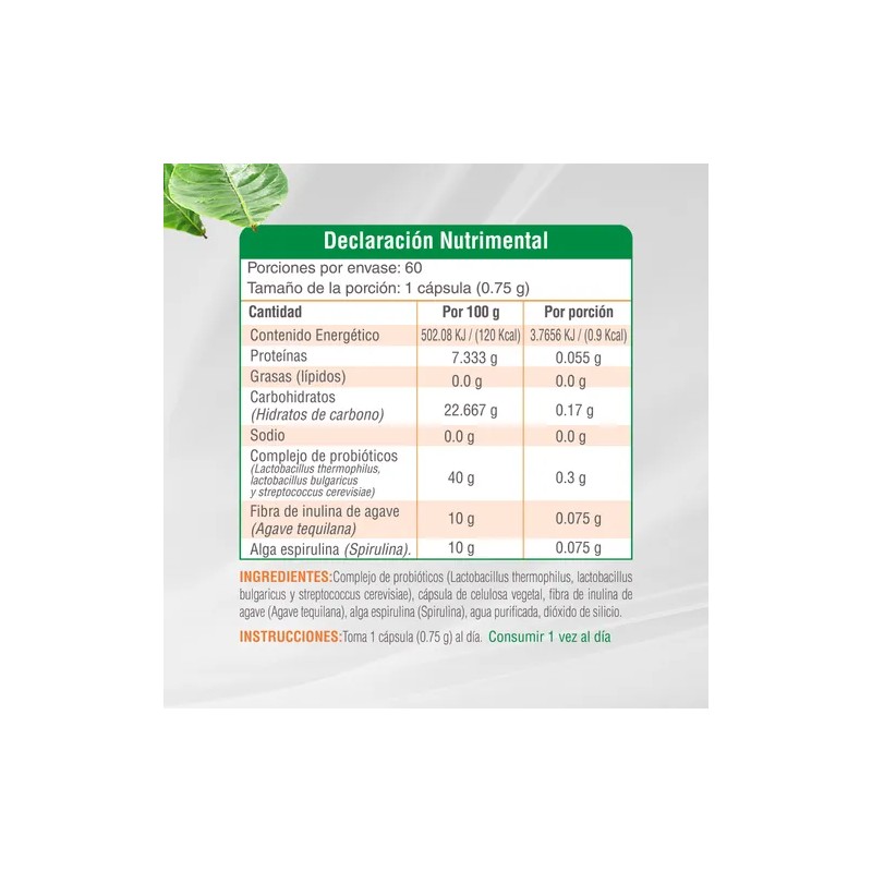 50 Billones Próbióticos/prebióticos Vegano Nutrasien 60caps