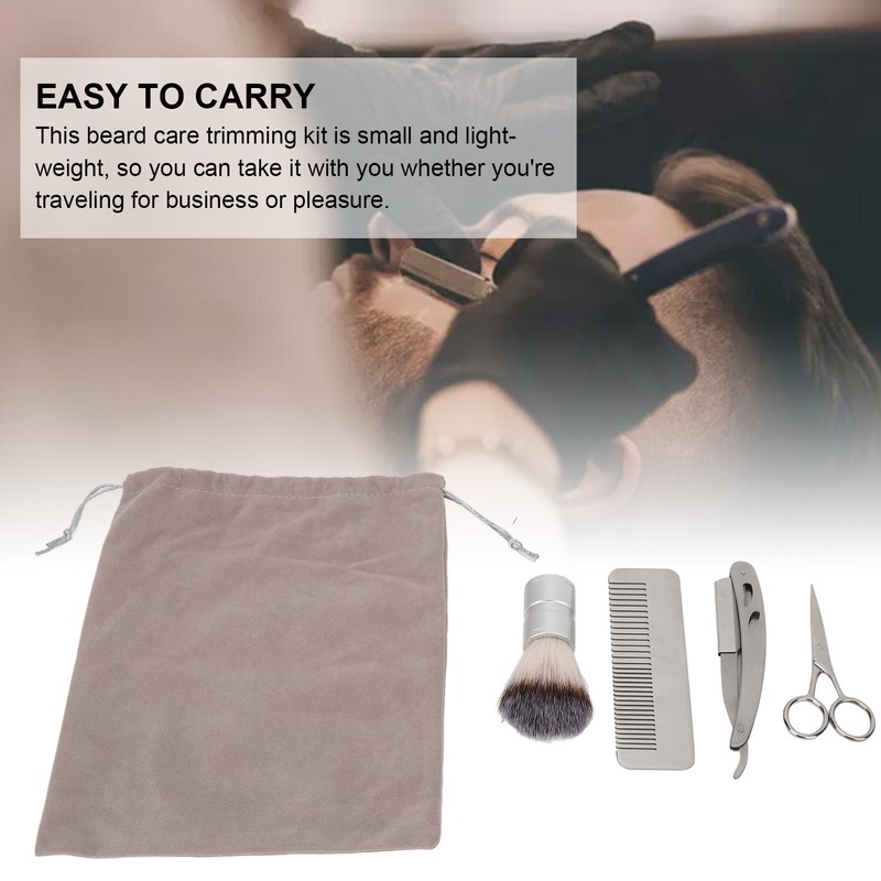4pcs Beard Trimming Comb Brush Kit Portable Hair Trimming Rust