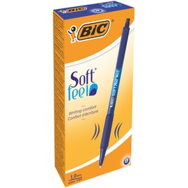 BIC BIC Kugelschreiber Set Soft Feel Grip, in Blau, Strichstärke 0,4 mm, 12er Pack, Ideal für das Büro, das Home Office oder die Schule