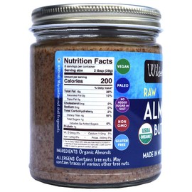 Wilderness Poets, Almond Butter - Organic Raw Nut Butter (8 Ounce) - Vegan, Gluten Free, Non GMO, No Salt, No Sugar
