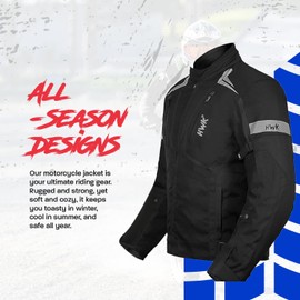 HWK Scorpion Motorcycle Jacket for Men & Women, Motor Bike Jacket and Motorcycle Gear with Body Armor Foam Padding & Breathable Cordura Fabric, Reflective Jacket for Night Visibility - Black, 2X-Large